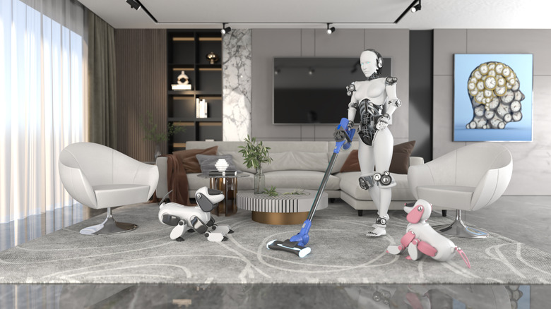 humanoid robot cleaning house