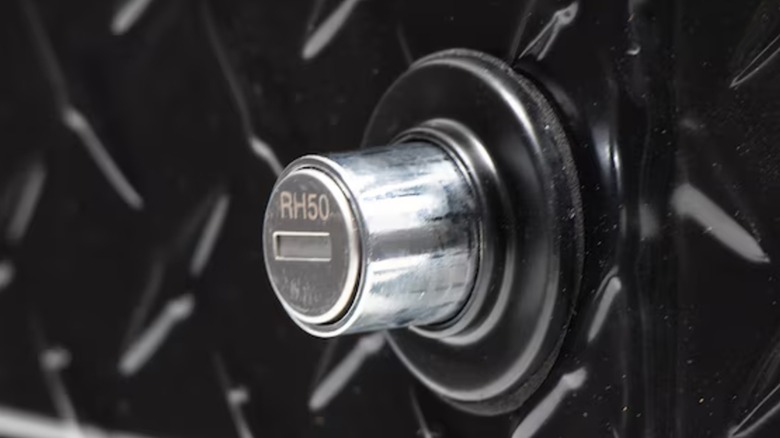 Lock cylinder on a Craftsman truck toolbox
