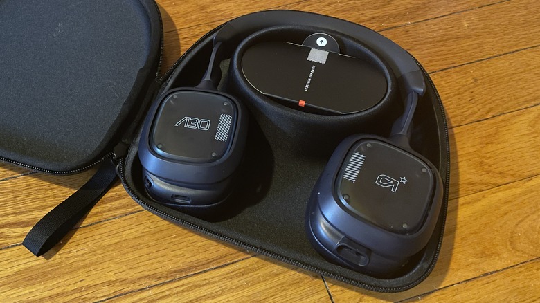Logitech A30 headphones in travel case