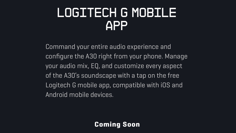 Logitech G Mobile app web page