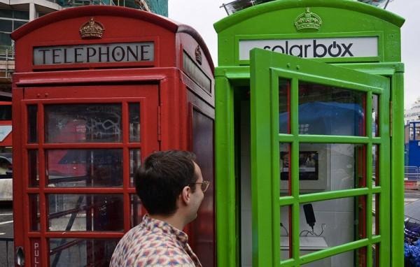 London phone booths converted into solar-powered charging stations
