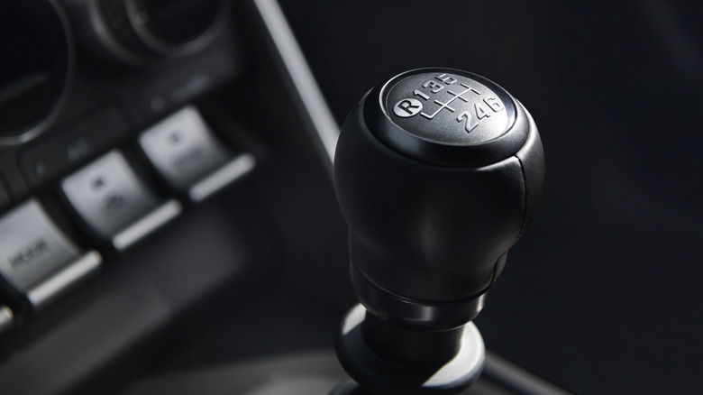 Close-up of manual shift knob on Subaru BRZ