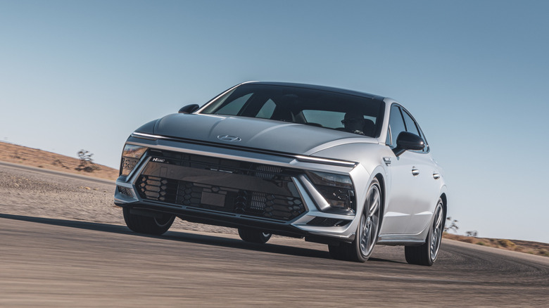 Gray 2026 Hyundai Sonata N-Line on track