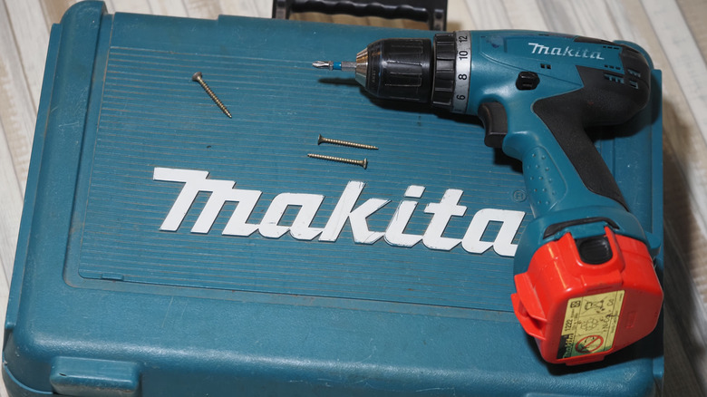 Makita screwdriver power tool on a box