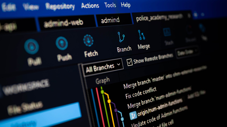 Git GUI interface on laptop screen