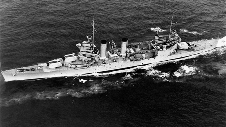The USS Quincy sailing