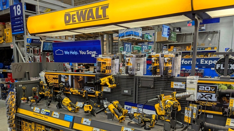 Display of DeWalt tools in retail store