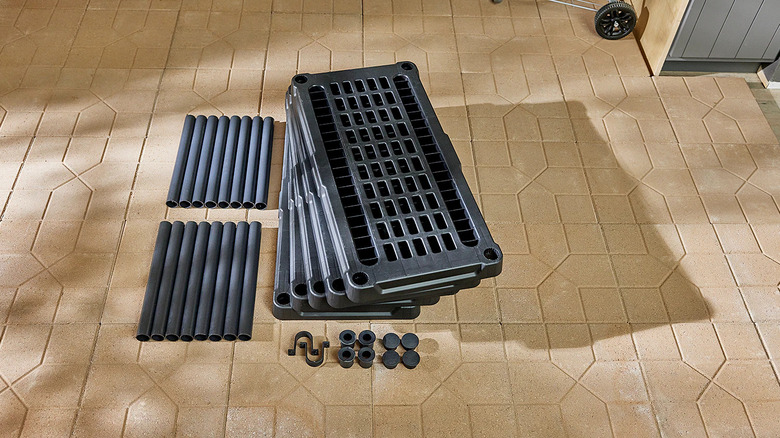 Disassembled shelving unit