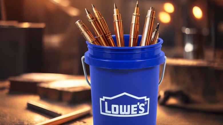 Miniature Lowe's bucket holding pens