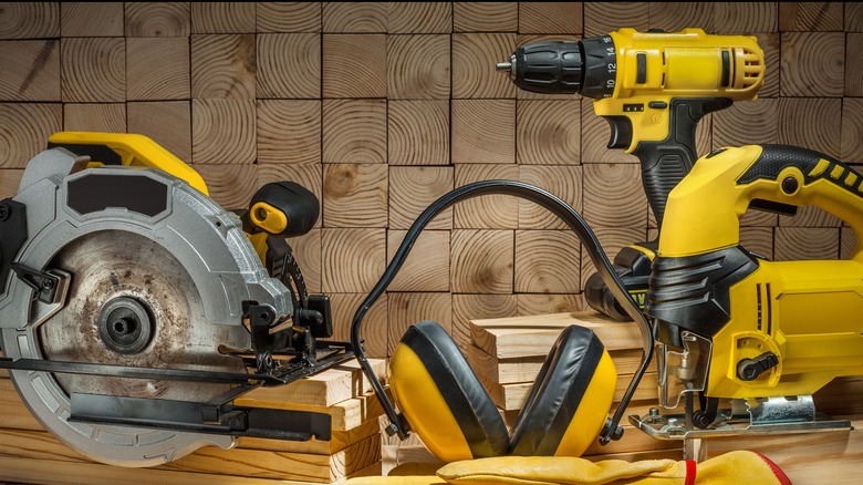 yellow power tools display