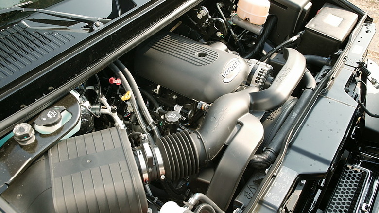 Close up of a Vortec engine with black internals