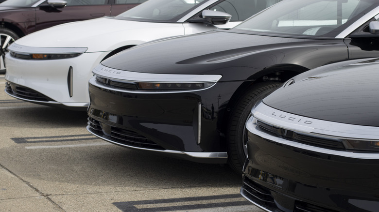 Lucid EVs in a parking lot