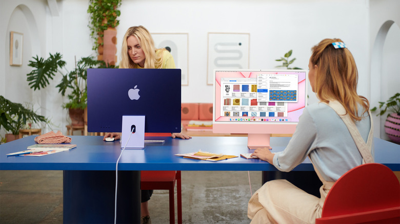 two people using M1 iMac