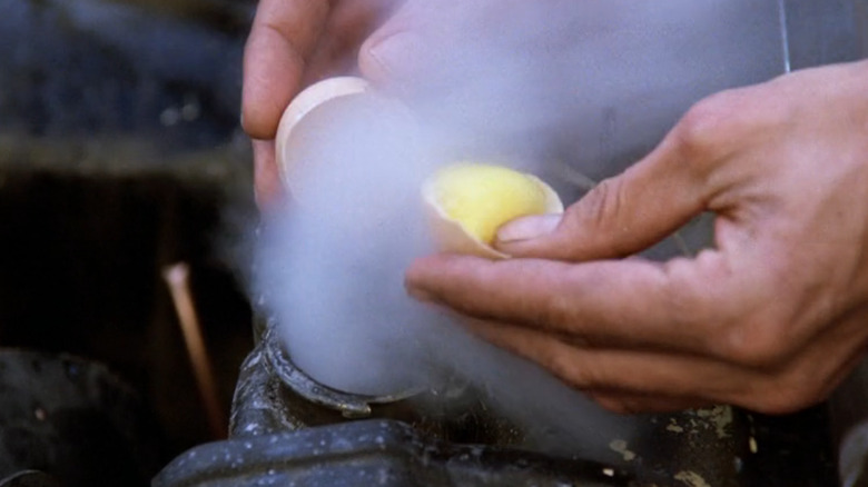 Mac adding egg whites to busted radiator
