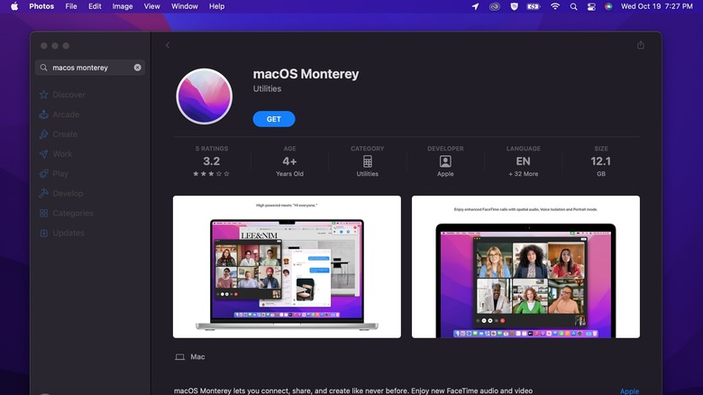 macos monterey in app store