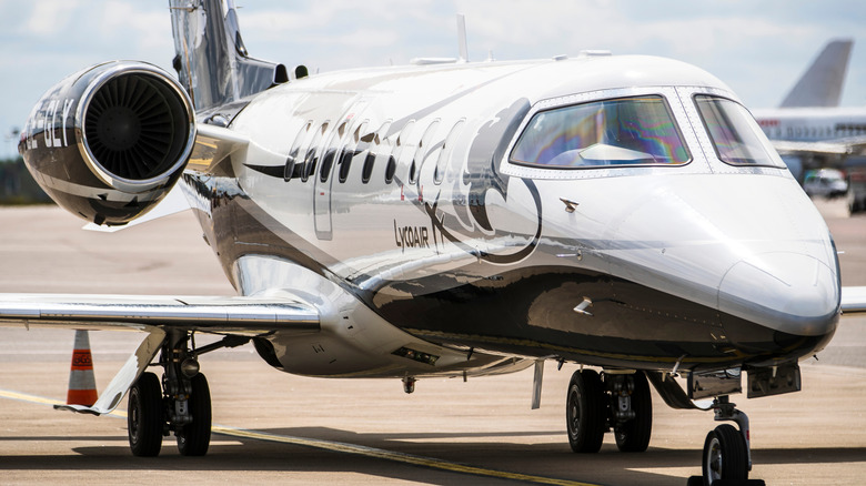 Learjet on runway