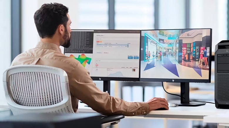 Man uses HP monitor