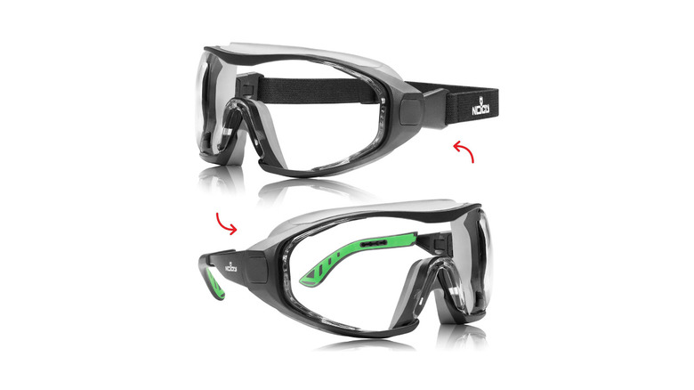 A hybrid of safety glasses and goggles branded NoCry