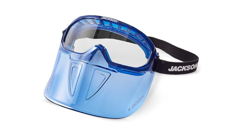 A combination face shield/safety goggles branded Jackson
