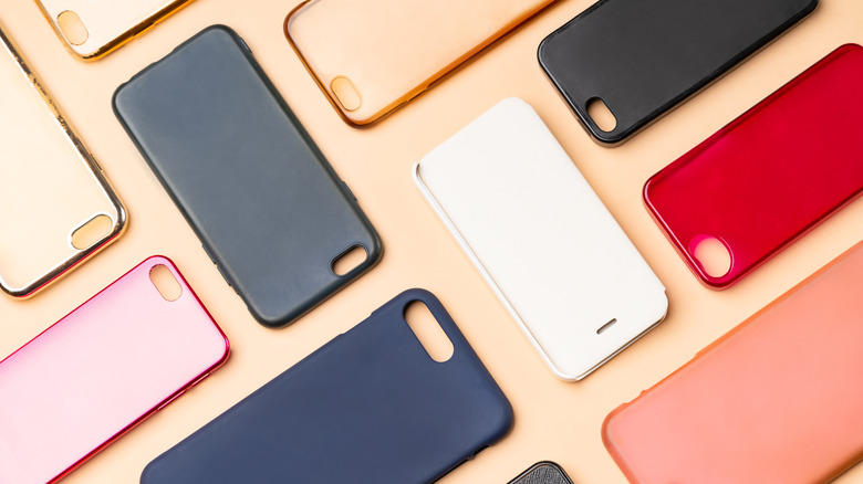smartphone cases laid out