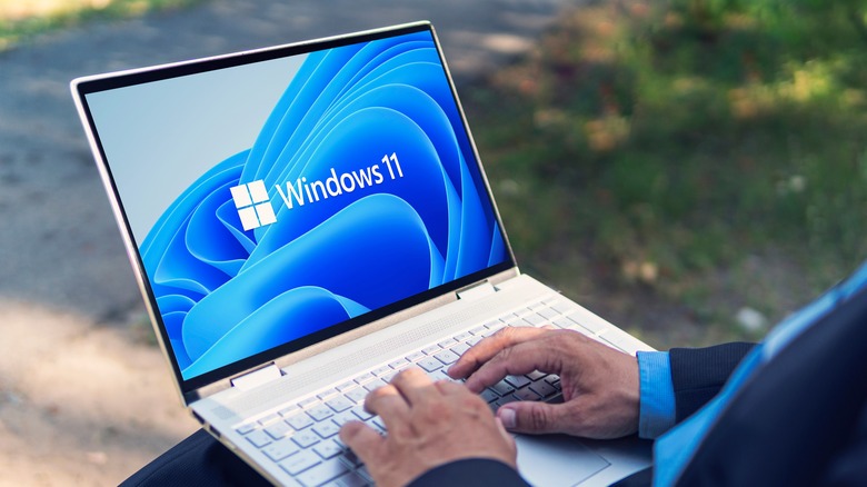 Person using a Windows 11 laptop.