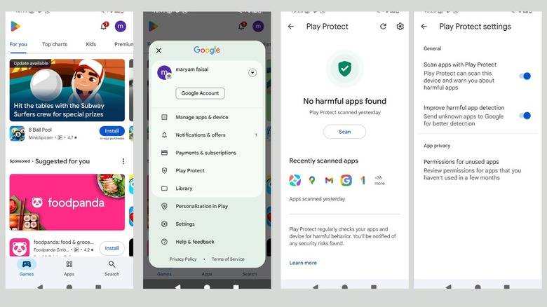 Enabling Play Protect in Google Play Store