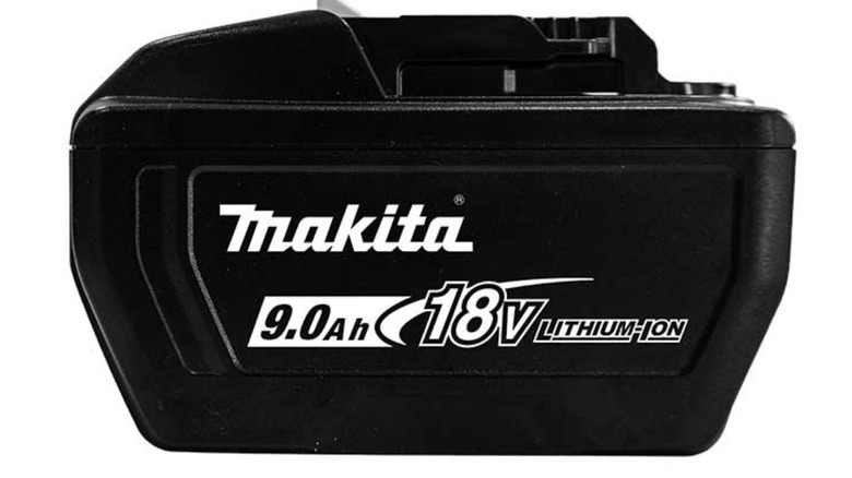 Makita 9Ah 18V battery on a white background