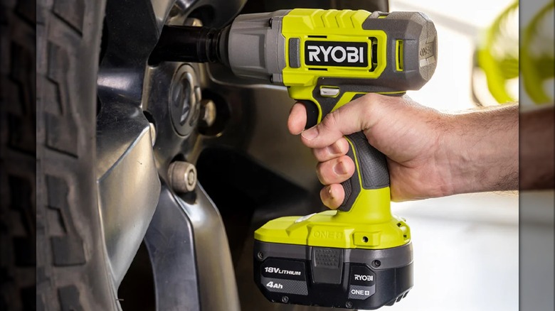 Ryobi 18V One+ ½-inch Impact Wrench in use