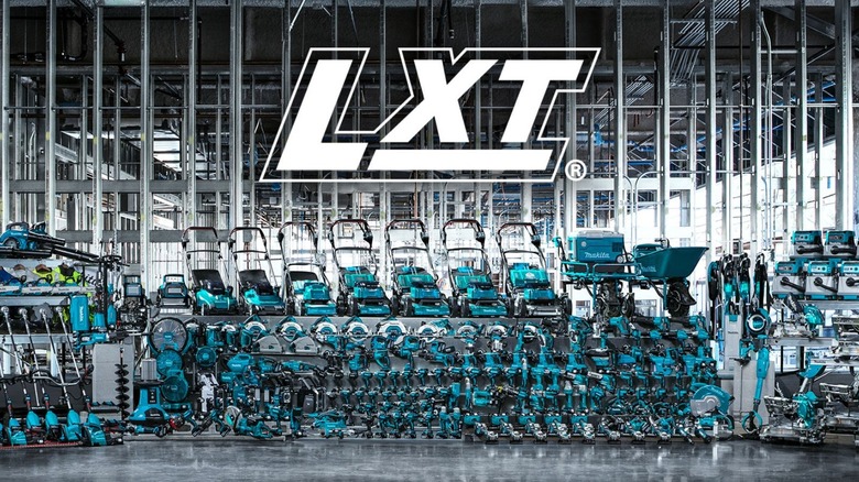 All of Makita's LXT tools lined up in one photo