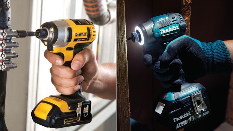 Side-by-side of DeWalt and Makita cordless impact drivers