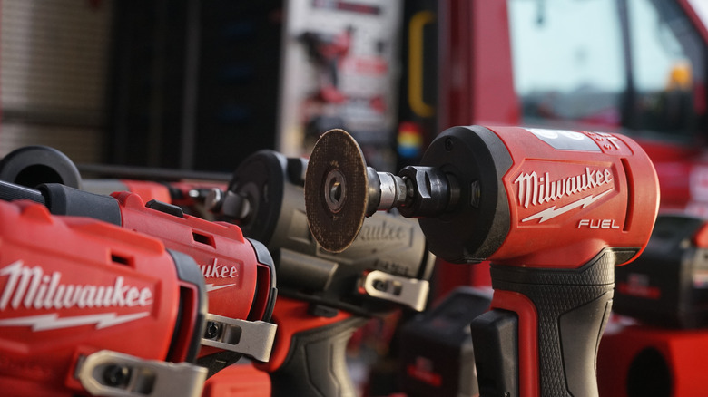 A collection of Milwaukee power tools
