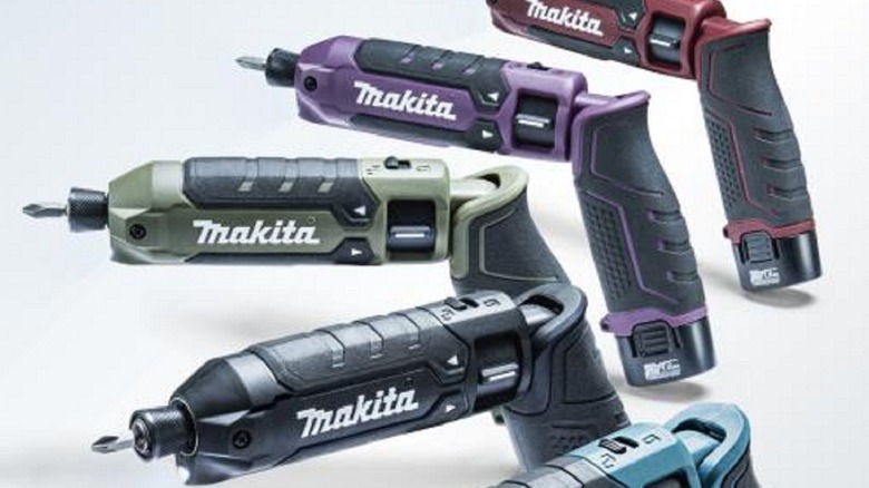 The rechargeable Makita pen impact driver in a variety of colorways