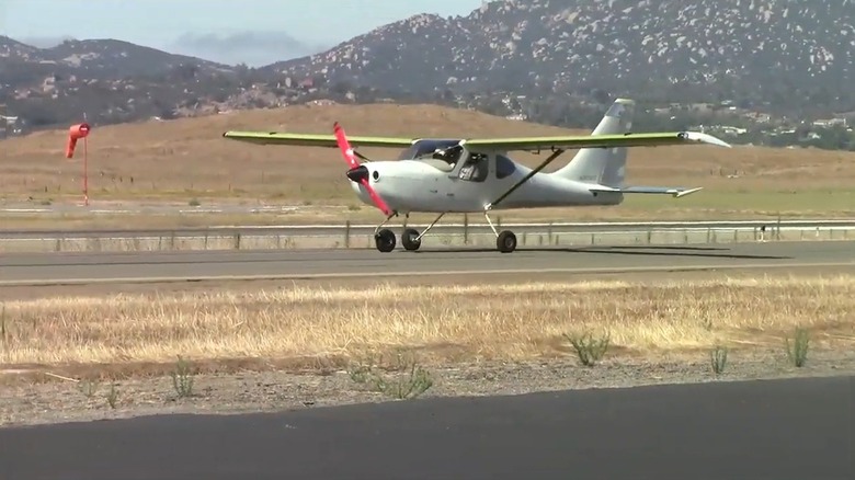 A GlaStar airplane on a runway in California