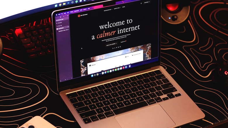 Zen Browser running on a laptop