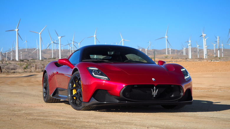 Maserati MC20 near wind farm