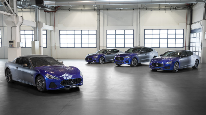 maserati cars in garage