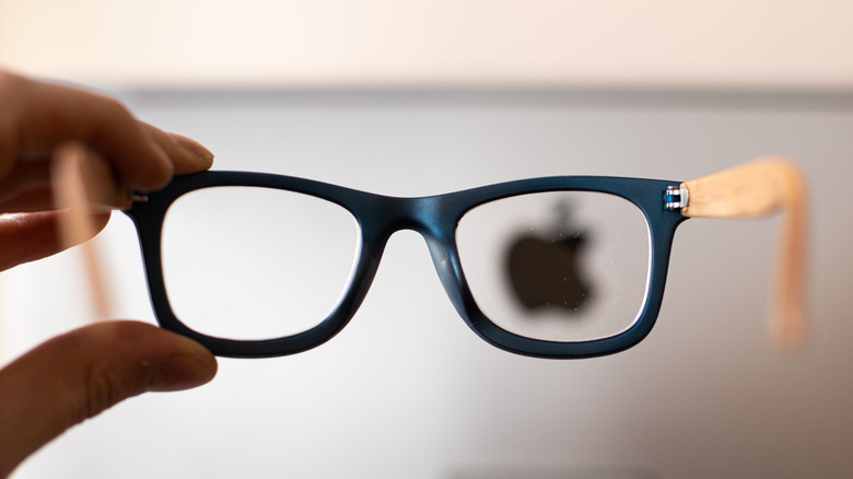 Apple logo glasses lens