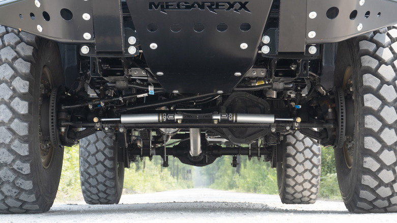 MegaRexx MegaRaptor front skid plate and steering gear