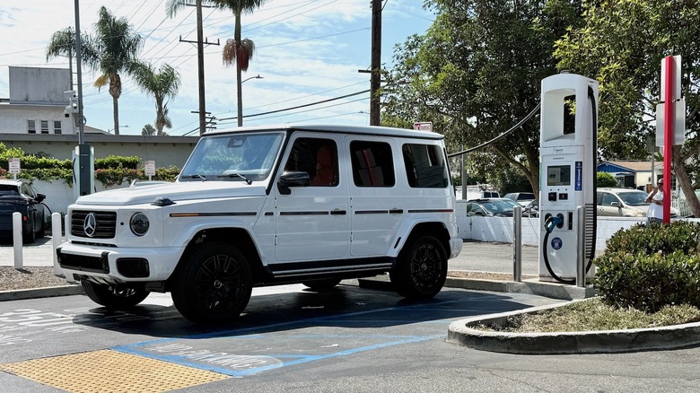 2026 Mercedes-Benz G 580 parked at an electric charging station