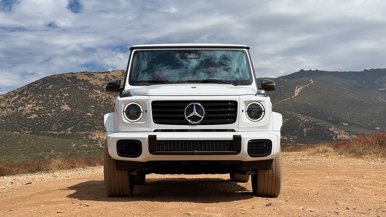 2026 Mercedes-Benz G 580 front end parked off-road