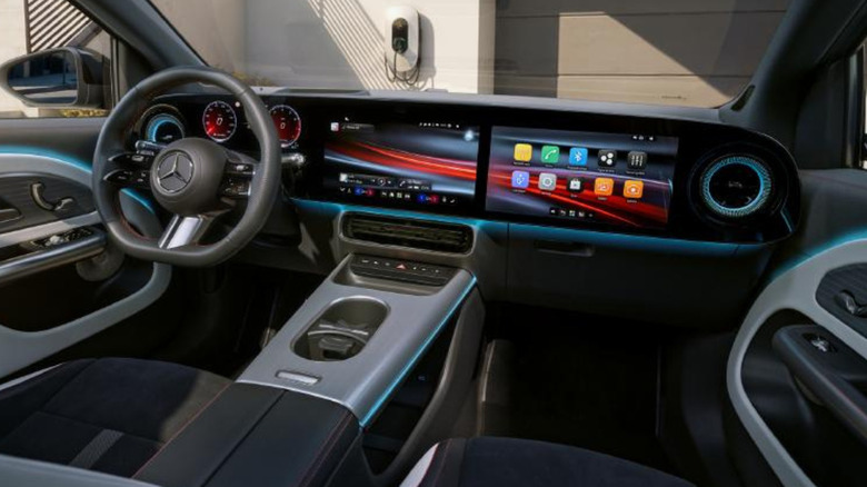 The interior of the 2028 electric Mercedes-Benz GLA SUV