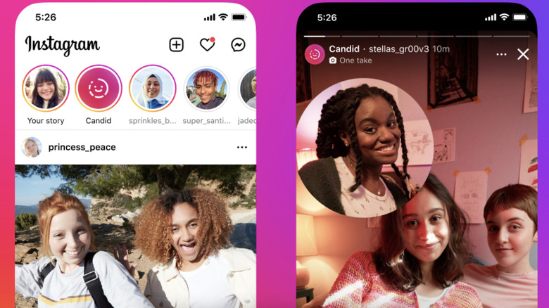 Instagram Candid stories UI example