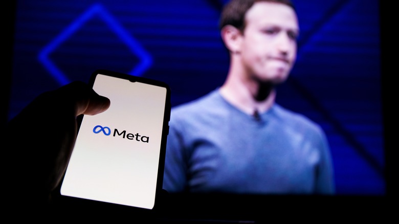 Mark Zuckerberg and Meta logo