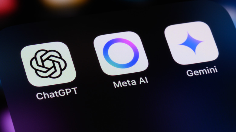 Meta AI, Gemini, and ChatGPT app icons on a smartphone screen