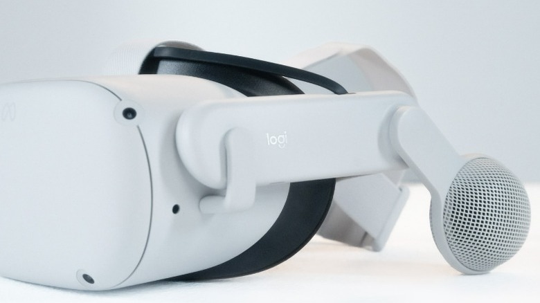 a Logitech Chorus attached to a Meta Quest 2 headset