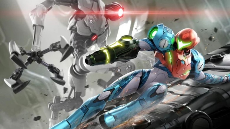 Samus fighting an EMMI