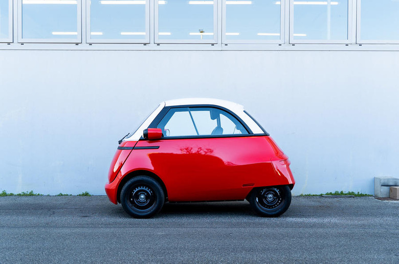 small, electric microlino car soon to be driving along european