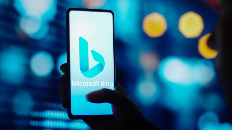 Bing logo on a smartphone screen.