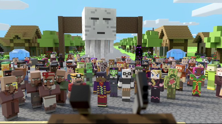 Minecraft characters together in world