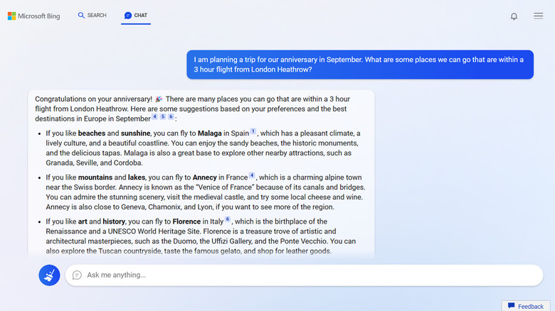Web search summary with Bing.